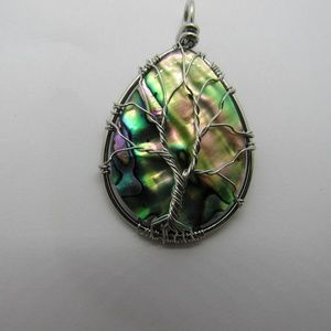 Wire Wrapped Tree of Life Abalone Shell Pendant